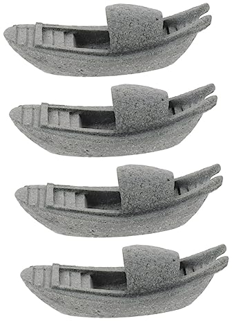 HANABASS 4stücke Aquarium Dekoration Mit Rockery Stein Boot Unterwasser Landschafts Ornament Für Aquarien Und Tisch Pflegeleicht Und Für Zuhause Und Büro