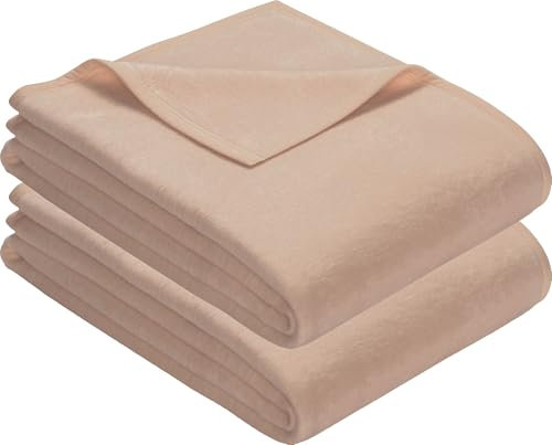 Erwin Müller Wohndecke, Wolldecke, Kuscheldecke 2er- Pack - strapazierstark, weich, temparaturausgleichend (weitere Farben, Größen)