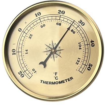 Folpus Thermomètre rond portable léger et robuste, décoratif, jauge de température pour patio, garage, serre intérieure, maison