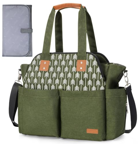 Lekebaby Baby Changing Bag - Large Nappy Bags for Mom and Dad, Stylish Travel Tote with Changing Mat