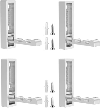 Fyeme 4 Stück Klapphaken 90°mit Drei Wellenabschnitte Kleiderhaken Klappbar mit Tragfähigkeit 25kg Wandhaken zum Schrauben für Badezimmer Küche Wohnzimmer Wand (Silber)