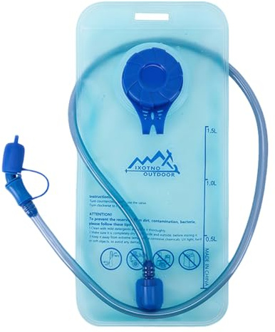 Krtopo Poche d'hydratation 1,5 L – Poche à eau sans BPA avec réservoir anti-fuite et large ouverture et valve de morsure – Sac à eau pliable pour course à pied, cyclisme, randonnée, camping, course à