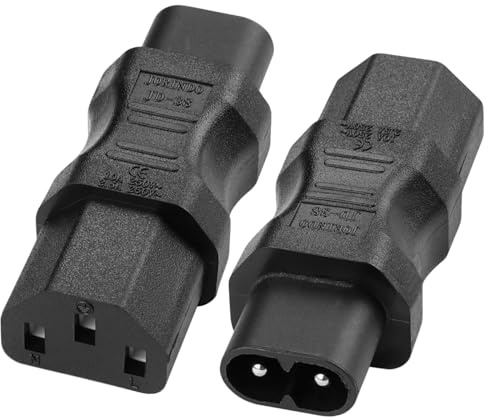 MejaRizon Netzkabeladapter IEC320 C13 auf C8, 2Pin Männlich Stecker, C13 3-polige Buchse auf C8 2-poliger Konvertersteckeradapter, Weiblich Buchse Plug Converter AC125V 10A/AC250V 2.5A