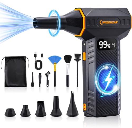 Aria Compressa Elettrico Senza Fili 4 Velocità 20000RPM/Min Soffiatore Aria Compressa with LED Light Mini Soffiatore a Batteria con display LCD per Auto, PC, Tastiera, All'aperto, Casa