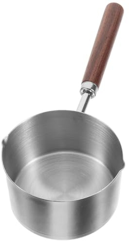 DOITOOL Petite Casserole Réutilisable Acier Inoxydable avec Poignée Isolante Pot à Huile Multifonction pour Cuisson sur Gaz et Induction Bec Verseur Anti-goutte Design Compact avec Motifs