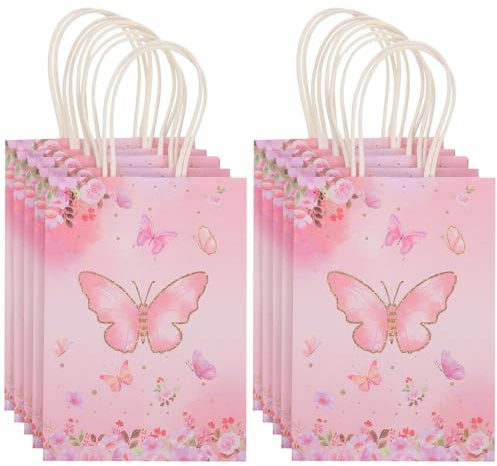 Operitacx 12 Stück Papiertüten mit Henkel Leichte Geschenkverpackung aus Papier Kreative Partytüten für Babyparty und Geburtstagsfeier