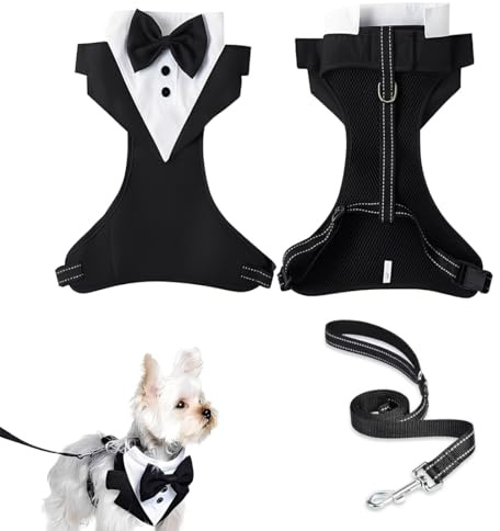 FHRYNA Formeller Hunde Smoking, Hunde Smoking Fliege Verstellbare Hund Fliege Bandana Halsband Hochzeit Party Hundehalstuch Baumwolle Bandana Hundehalsband für Hochzeit Geburtstag Kostüme, Größe M