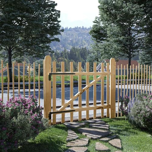 Mokuyary Portillon Simple de clôture Bois de noisetier 100x90 cm Portillon de Jardin, Clôture de Extérieure Porte pour Cour, Arrière, Patio, Terrasse