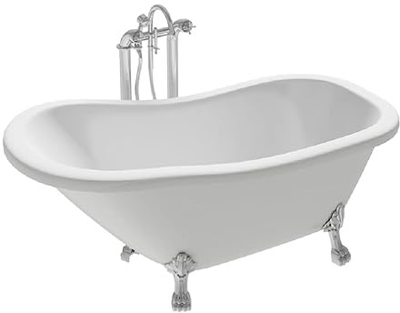 Jet-Line® | Design Badewanne Queen | Bad | Badausstattung | Freistehend | weiss | Klauenfüße silber | freistehende Wanne | 170cm lang | 80cm breit | Viktorianisch