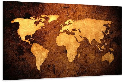 Visario Leinwandbild Weltkarte 120x80 cm 5162 - Wandbild XXL Kunstdruck auf Leinwand mit echtem Holzrahmen - Weltkarten Motiv modern fertig aufgespannt - Wanddekoration Wohnzimmer Schlafzimmer Büro