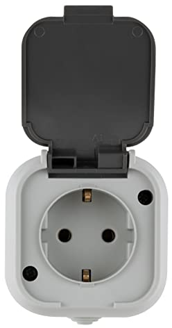 REV Standard, Feuchtraumsteckdose, Aufputz, grau