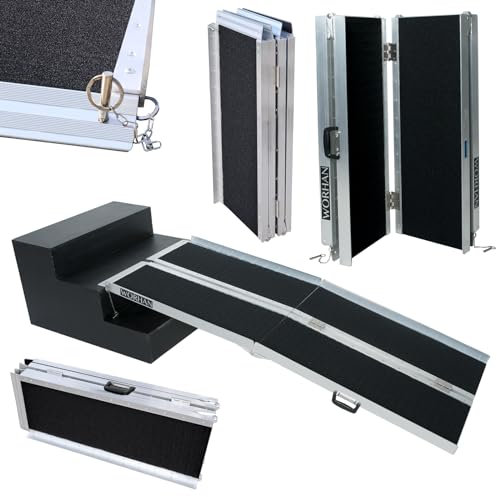 WORHAN® Rollstuhl Rampe 183cm klappbar 272kg faltbar Mobil Aluminium rutschfeste Rollstuhlrampe Große Auswahl 1.83m R6J