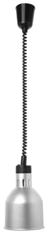 HENDI Lampe chauffante Suspendue réglable en Hauteur, cylindrique, Lampe Thermique Infrarouge pour Cuisine et Maintien des Aliments au Chaud, 230V, 250W, Ø175x(H) 250mm, Aluminium argenté