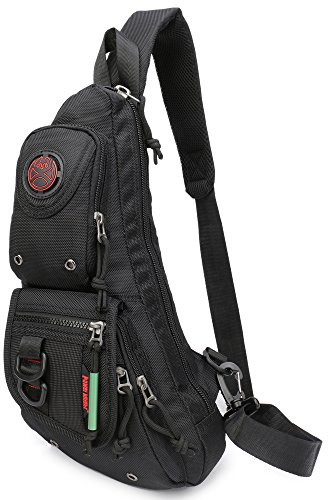 Nicgid Mochilas bandolera, bolsa de pecho bandolera para hombres y mujeres, viajes al aire libre, Black, S, Viajar