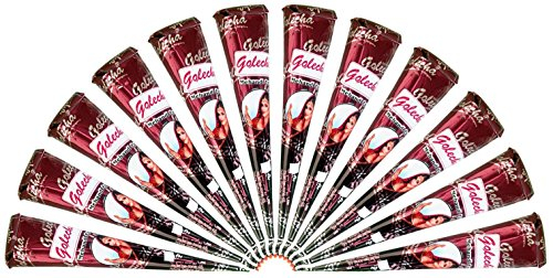 JPR - 12x 100% Natürliches Mehndi Cones (Rot-Braun), NO MIX, Halal Veg, klinish getestet - für temporäre Tattoo Designs + SRK Postkarte