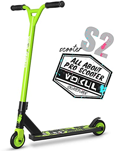 VOKUL TRII S2 Pro Stunt Scooter - Freestyle Tricks Stuntscooter Roller mit 100mm Rädern - mit 360 Grad schwenkbare Chromoly Lenker für 6+ Kinder & Erwachsene Trickscooter