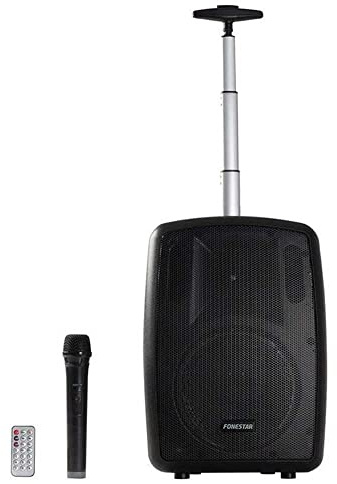 ALTAVOZ PORTÁTIL FONESTAR AMPLY-T 100W BT FM USB/MICROSD BASS REFLEX MICRÓFONO INALÁMBRICO BAT. 2000MAH CARRO TRANSPORTE TROLLEY