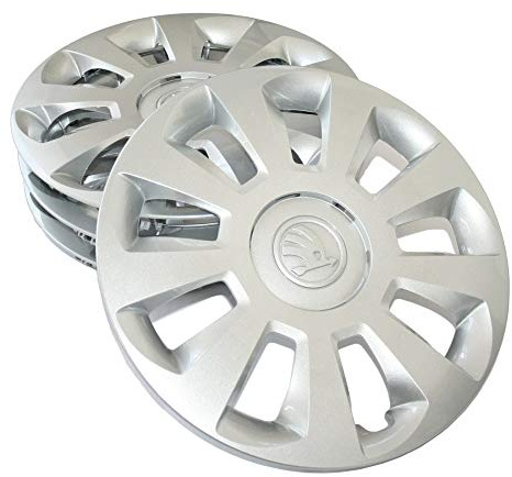Skoda 1ST071454C Tapacubos (4 Unidades) Tapacubos de 14 Pulgadas, Llantas de Acero 5Jx14, Color Plateado