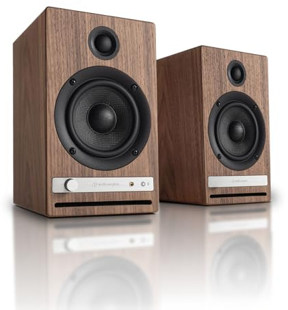 Audioengine HD4 Wireless Speaker Bluetooth | Bookshelf Speakers | 120W Powered Stereo Speakers | 24-bit DAC | Real Walnut Wood Veneer