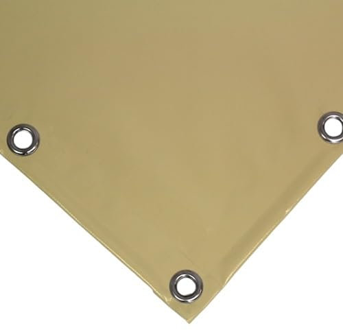 Telo Impermeabile Occhiellato da Esterno in PVC 650 gr/m² Tendone con Occhielli ogni 50 cm e Orlo di Rinforzo, Telo Plastica Impermeabile Antivento, Antipioggia, Antimuffa (AVORIO 4 x 4 m)