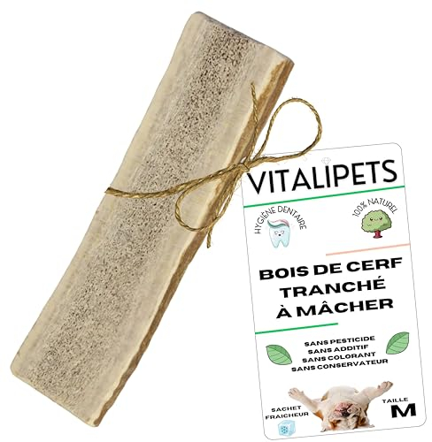 VITALIPETS Corno di Cervo aperto per Cani | Taglia M 5 a 10 Kg | Pulizia Denti Naturale | Masticazione Lunga Durata | Ricco di Calcio e Minerali | Alternativa agli Ossi Industriali | Antistress