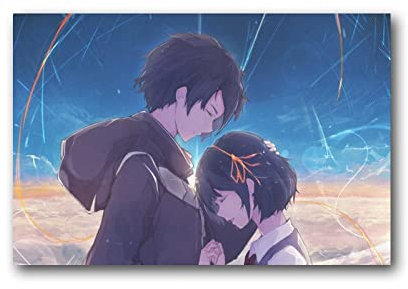 Your Name Kimi No Na Wa - Póster de dibujos animados de anime, lienzo decorativo para pared, diseño moderno de dibujos animados, 16 x 24 pulgadas (40 x 60 cm)