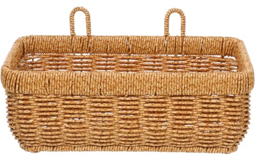 UPKOCH Hanging Basket for Kitchen Wall Mount - Woven Storage Basket with Adhesive Hooks Large 6.24X5.07X6.24 Inch Organizer for Onion Garlic Ginger Boho Style Kitchen Storage Solution