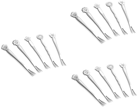 IMIKEYA 15pièces Fourchettes à Fruits Acier Inoxydable Pour Salades Miniatures Accessoires De Table Pour Bar Ktv Et Fêtes Design Aléatoire