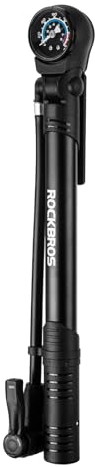 ROCKBROS Fahrradpumpe 120 PSI Luftpumpe mit Manometer Tragbare, Leichte Mini Fahrradpumpe mit Drehbare Griff für Presta und Schrader Ventile