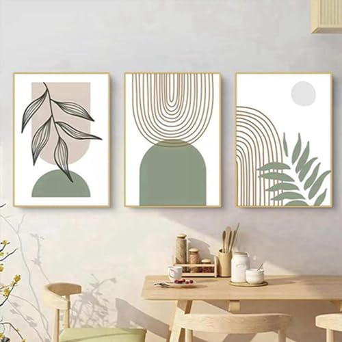 PYNVDD Set di 3 poster in stile bohémien, con pianta estetica, immagini moderne, astratte, decorazione da parete, senza cornice (poster 06, 40 x 60 cm x 3 pezzi)