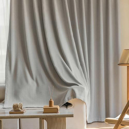 Bishilin Vorhänge Blickdicht 2er Set, Verdunklungsvorhänge Ösen Grau Landhausstil mit Jacquard Gardinen Verdunkelnd Schlafzimmer Kinderzimmer Jugendzimmer 107x160CM