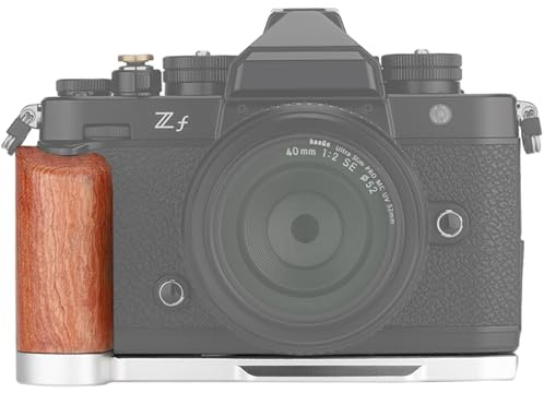 LEFTFOTO Kamera L-format fäste med trähandgrepp för Nikon ZF-kamera, med inbyggd botten snabbkopplingsplatta för Arca för snabb påslagning på Gimbal/stativ/handhållen fotografering (silver)