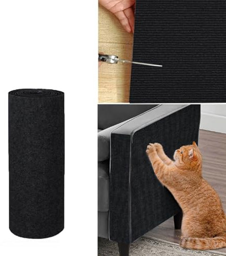 kratzmatte Katze,kratzschutz40 x 200cmsofa Katze,kratzmatte selbstklebend Wand.Katze Kratzteppich kann getrimmt Werden,geeignet für Möbel,Türen,Wände.Haustier Sofa Schutz. (Schwarz)