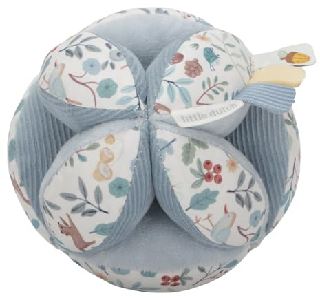 Little Dutch Pelota de agarre de tela con campanilla de tela para bebé azul - Forest Friends