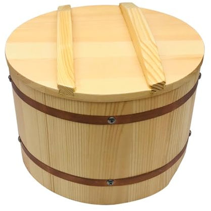 Japonés Arrocera Sushi De Madera Hangiri Oke Cubo Mezclador De Arroz Cubo Mezclador Recipiente Banda De Cobre Para Sushi Restaurante Casa Cocina,Small
