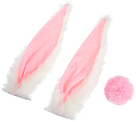 COSMEVIVI Helm Hasenohren Plüsch Abnehmbar für Motorradhelm Fahrradhelm Motocross Helmzubehör Rosa