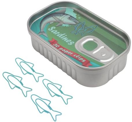 30 Stück Süße Büroklammern, Fisch-Büroklammer Blau und Wassergrün, Niedliche Form, Niedliche Büroklammern, Büroklammerhalter, Niedliche Büroklammern, Sardinen-Spaß-Büroklammern,