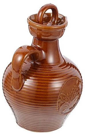 Cabilock Jarra de Vino de Cerámica Vintage 500 Ml Asa, Tapa Sellada de Polímero, Hervidor Portátil para Hogar, Bares y Camping, Contenedor de Vino Práctico y Fácil de Limpiar