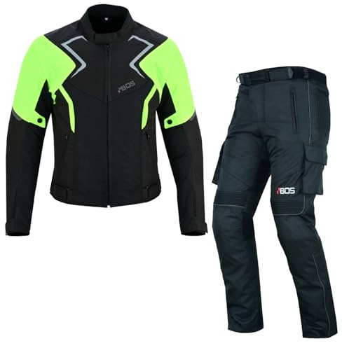 BOSmoto Motorrad Textil Kombi Leichte Motorrad Sommerjacke & Hose für Herren,Biker Motorrad Touring Kombi,Herren Motorradkombi,Motorrad Jacke und Hose (GREEN, XS)