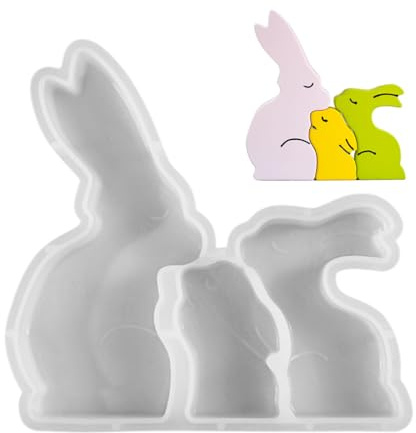 EIR Stampi per Candele Fai da Te,Stampi Candele,3 Pezzi Stampi in Silicone per Conigli Pasquali 3D Conigli Stampi in Silicone Stampo Pasqua per Decorazioni per Sapone,Cera di Soia,Regali di Pasqua