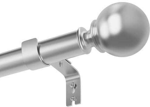 Inomhus gardinstång med lock och hållare för gardinstång för sovrum vardagsrum barnrum silver 84–290 cm | Mellanvikt gardinstolpar och skenor med runda ändar för vardagsrum och badrum