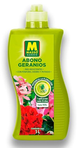 Abono Geranios y Gitanillas líquido para mejorar floración y más resistentes | Envase 1 Litro para 165 litros de Riego MUY EFICAZ | 1 Aplicación cada 15 días | Máxima Floración y Verdor | Nexum Market