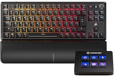 Corsair K70 CORE TKL WIRELESS + Elgato Stream Deck Mini Paquete - Teclado Mecánico Tenkeyless para Juegos con Studio Controller para Zoom, Teams, PowerPoint, MS Office, etc, compatible with PC/Mac