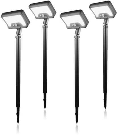 Jefedana Solarlampen für Außen Garten: IP65 Wasserdicht Solarleuchten Garten mit Bewegungsmelder USB & Solar - 6500K Kaltlicht Hof Eingangstür Gehweg (4 Stück)