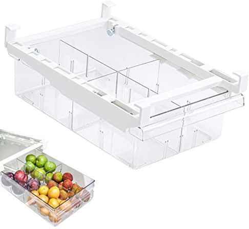 Organizzatore del cassetto del Frigorifero 4 Griglie Trasparenti in Frigorifero per bidoni del BPA BPA Freezer Pantry da Raccolta del Cesto per Verdure, Frutta