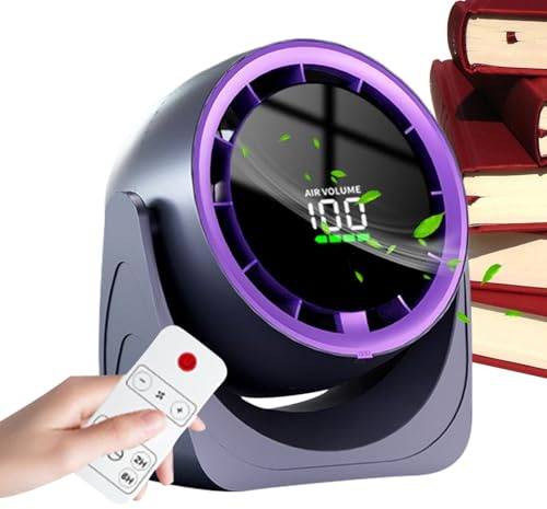 Generico Ventilateur de table avec télécommande - Ventilateur de table avec circulation d'air sans fil et affichage numérique, confortable et silencieux avec flux d'air puissant pour bureau campus