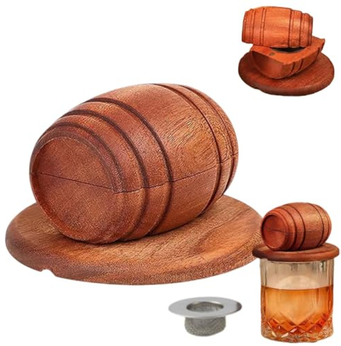 Kit de Fumage en Tonneau de Bois, Fumoir à Whisky et Cocktails, Kit de Fumage à L'ancienne, Infuseur de Fumoir, Cadeau de Bar à Domicile Parfait pour Hommes, Créez Une Expérience de Boisson Unique