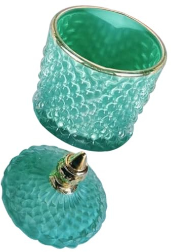 minkissy Bocal à Bonbons en Verre sans Plomb Bleu, Bonbonnière Hermétique 500 Ml, Récipient de Rangement Multifonction Cuisine et Bijoux, Couvercle Étanche, Pot de Conservation Alimentaire