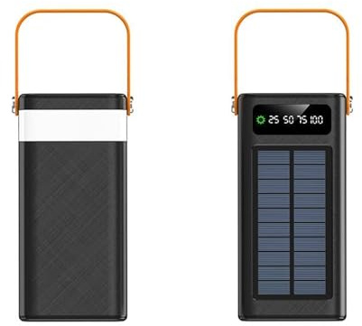 Batterie Externe Portable 100000 mAh PD 20 W, Chargeur Grande capacité, 5 Sorties, 2 entrées, énergie Solaire avec Double câble de Charge Rapide for téléphone, Tablette, Camping
