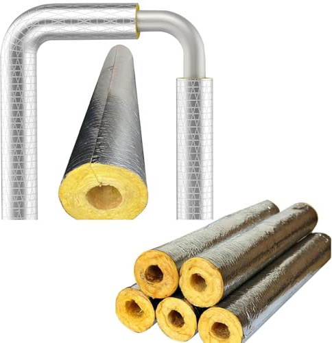Tubo aislante de lana de vidrio, material aislante for tubos de lana de vidrio, aislamiento térmico y acústico, composición de fibra de vidrio, 1 metro de longitud.(114,50MM)